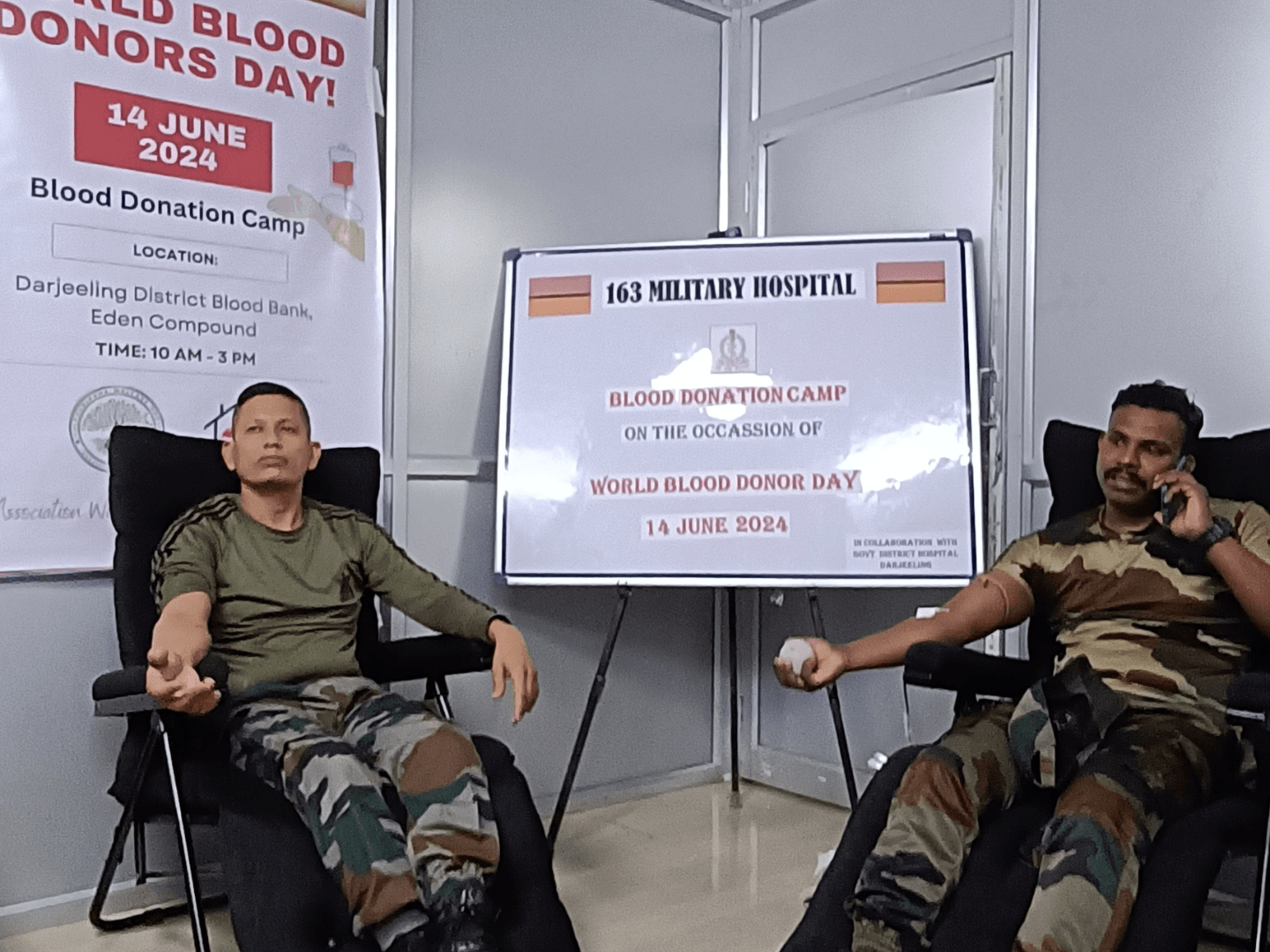 Image showing people donating blood on a health care campaign by Kalpavriksha Welfare Society a NGO in Darjeeling.